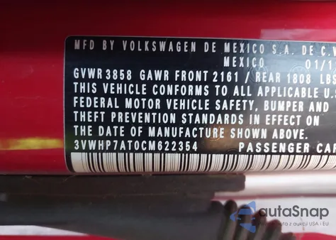 2012 Volkswagen Beetle 2.5L z USA, uszkodzony, nr VIN 3VWHP7AT0CM622354